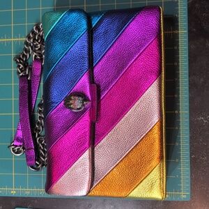 Kurt Geiger London Kensington Leather Multicolor Striped Crossbody Bag